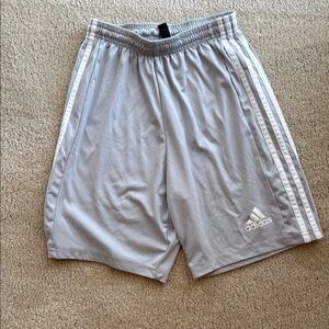Adidas Gray Athletic Shorts Lightweight Elastic Waist